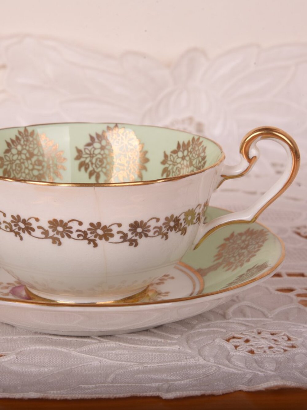 Victoria C&E Hand Painted Bone China Teacup & Saucer Set Made in England